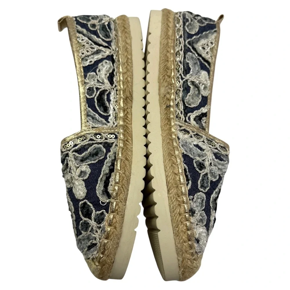 Patrizia Spring Step‎ Jute Sequin Espadrilles Slip On Shoes Womens Sz 38/7.5-8